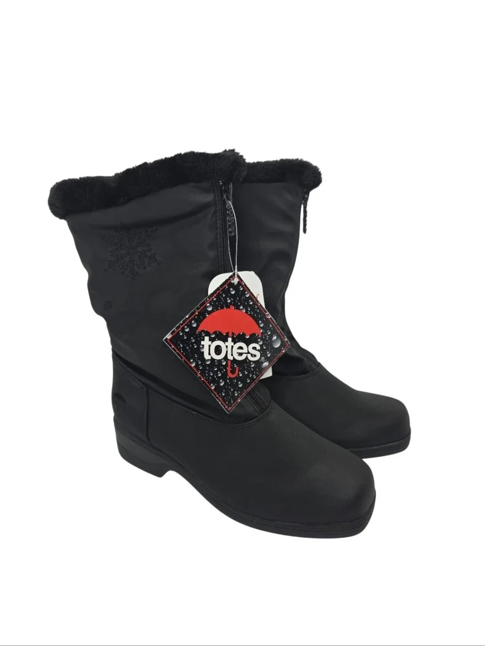 Totes Woman's Black Thermolite Insulated Waterproof Mid Calf Winter Boot 7 WIDE